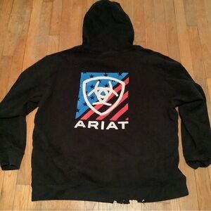 Ariat Men's Black Americana Block‎ Pullover Hoodie 10041680 Sz XXL Tall * Flaw